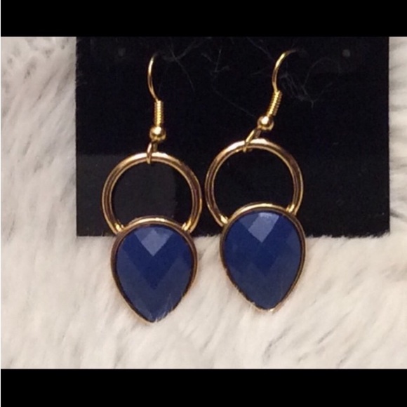 Blue And Gold Teardrop Earrings - Picture 4 of 10